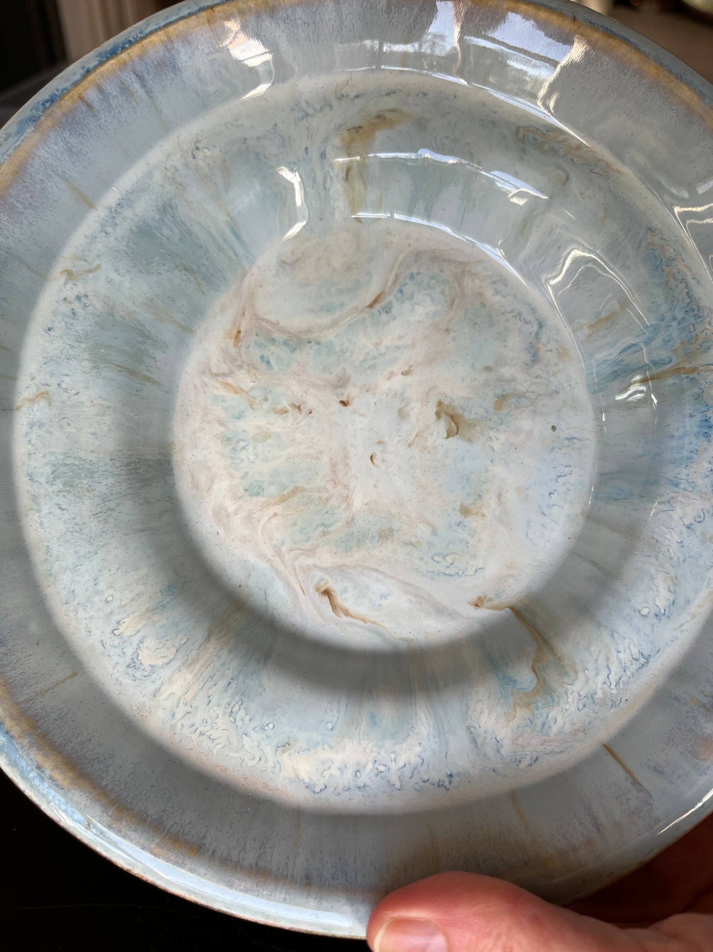 Shallow layered blue bowl