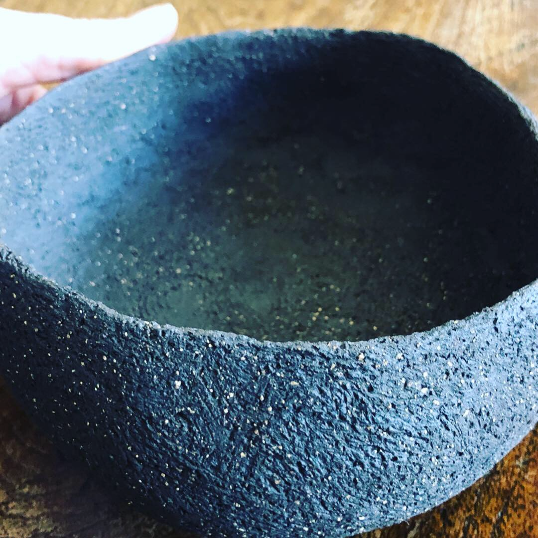 Stone - raw black clay bowl
