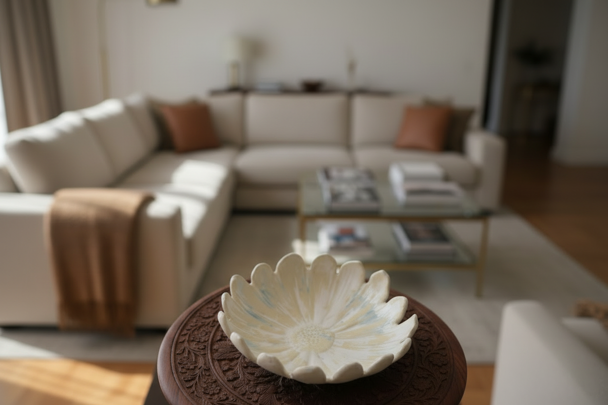White flower bowl