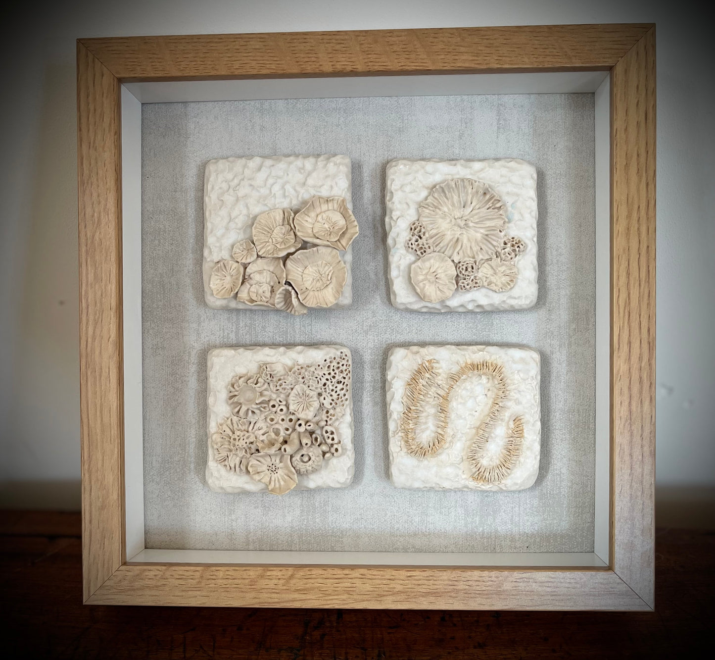 Frozen in Time - framed ceramic paperclay wall tiles