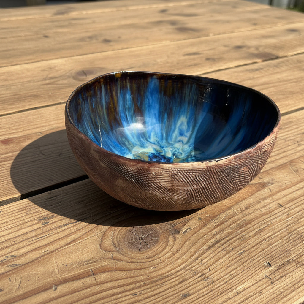 Blue stoneware bowl