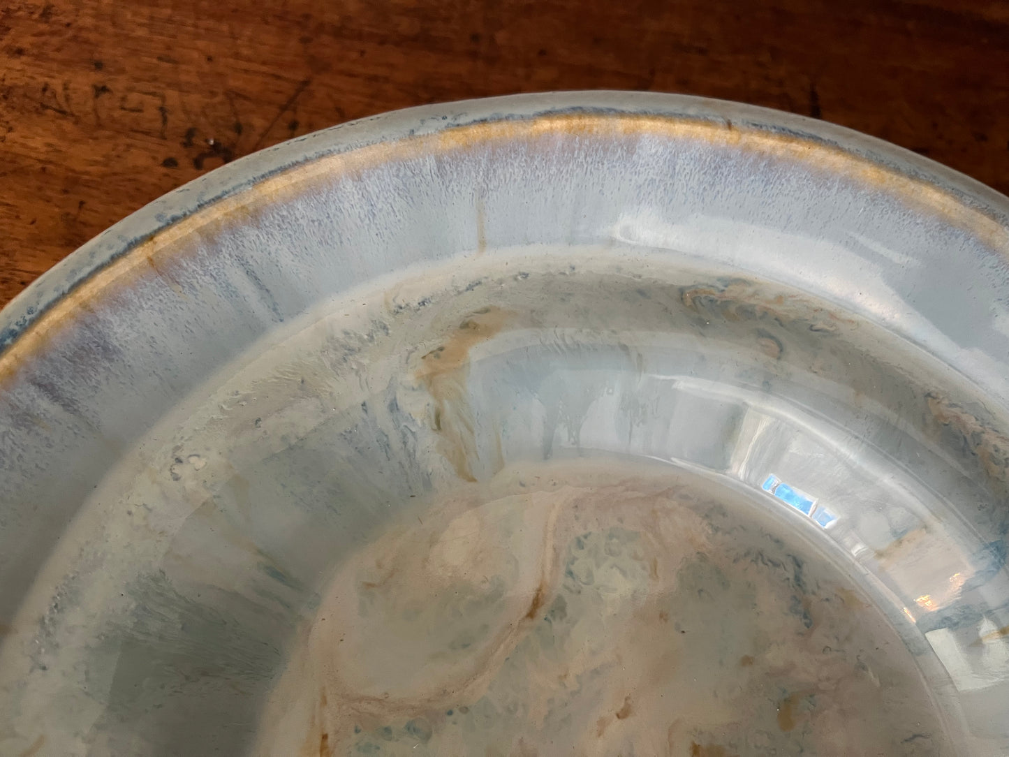 Shallow layered blue bowl