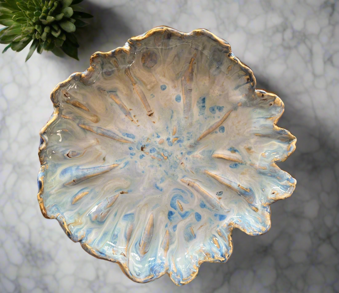 Soft blue petals plate - large