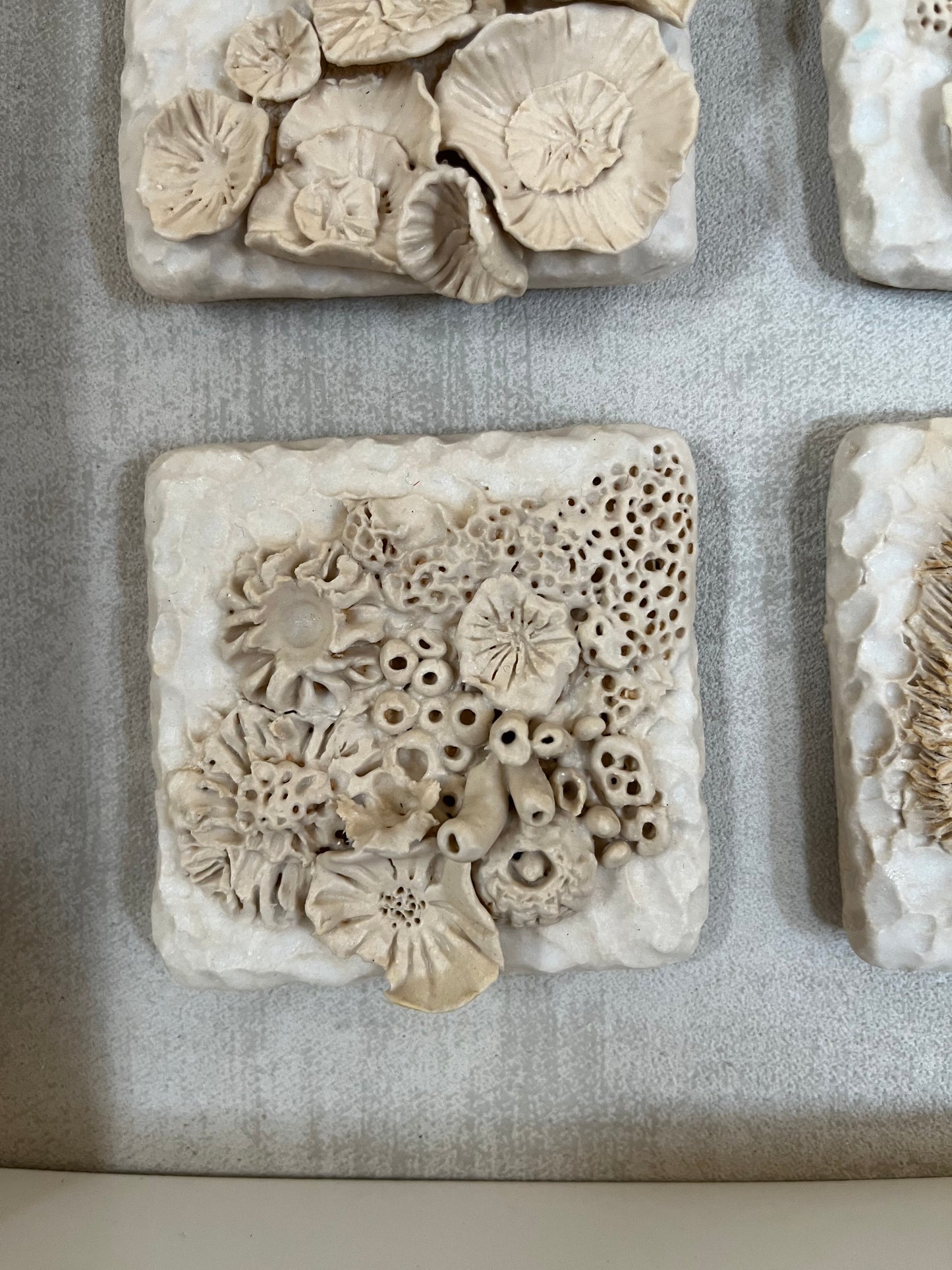 Frozen in Time - framed ceramic paperclay wall tiles