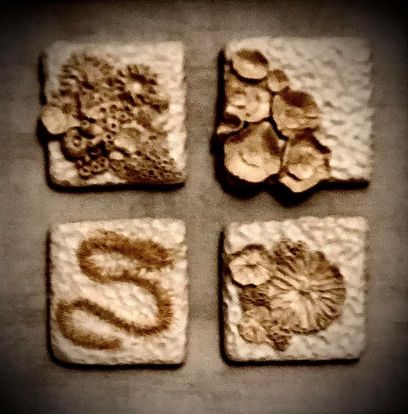 Frozen in Time - framed ceramic paperclay wall tiles