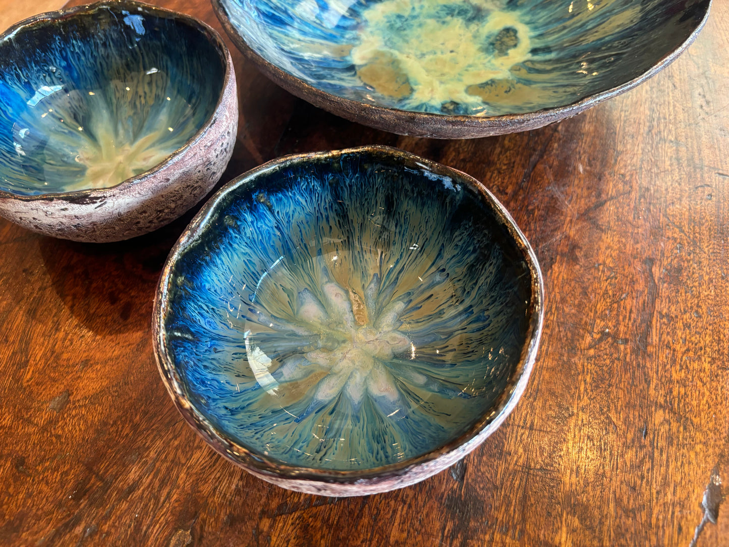 Custom sets - layered reactive glaze bowls