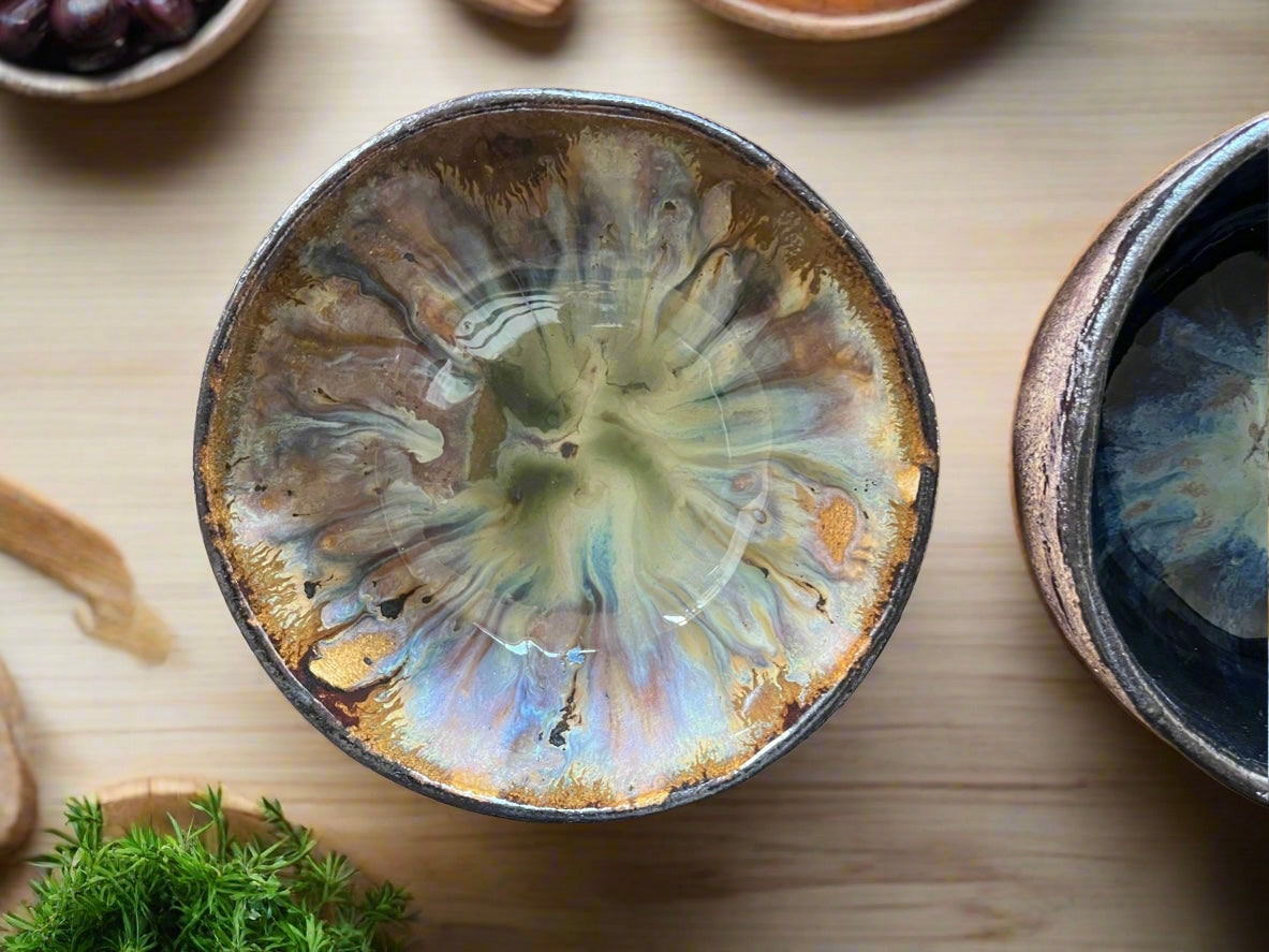 Layered reactive glaze bowls - small