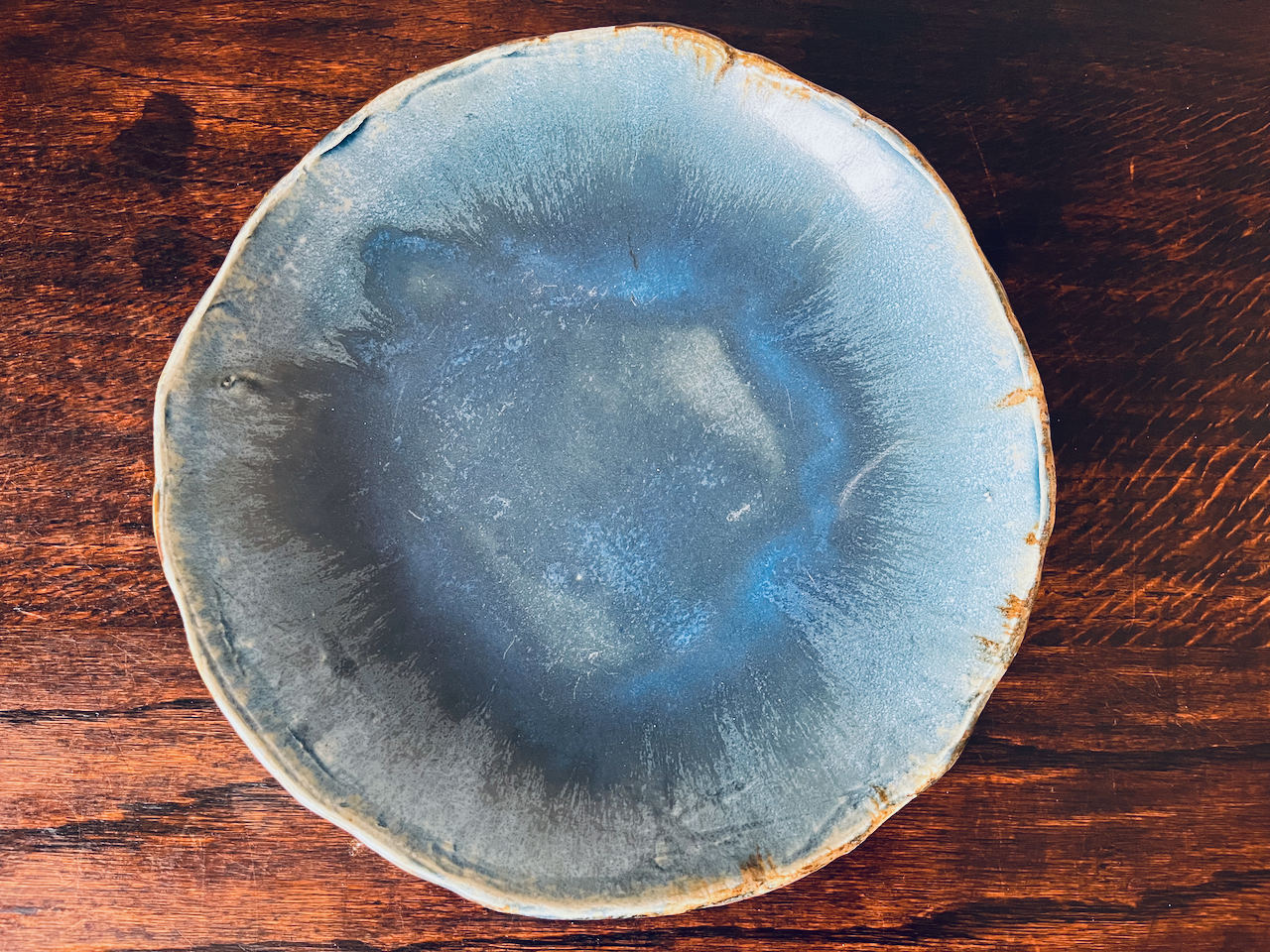 Blue stone large plate - satin